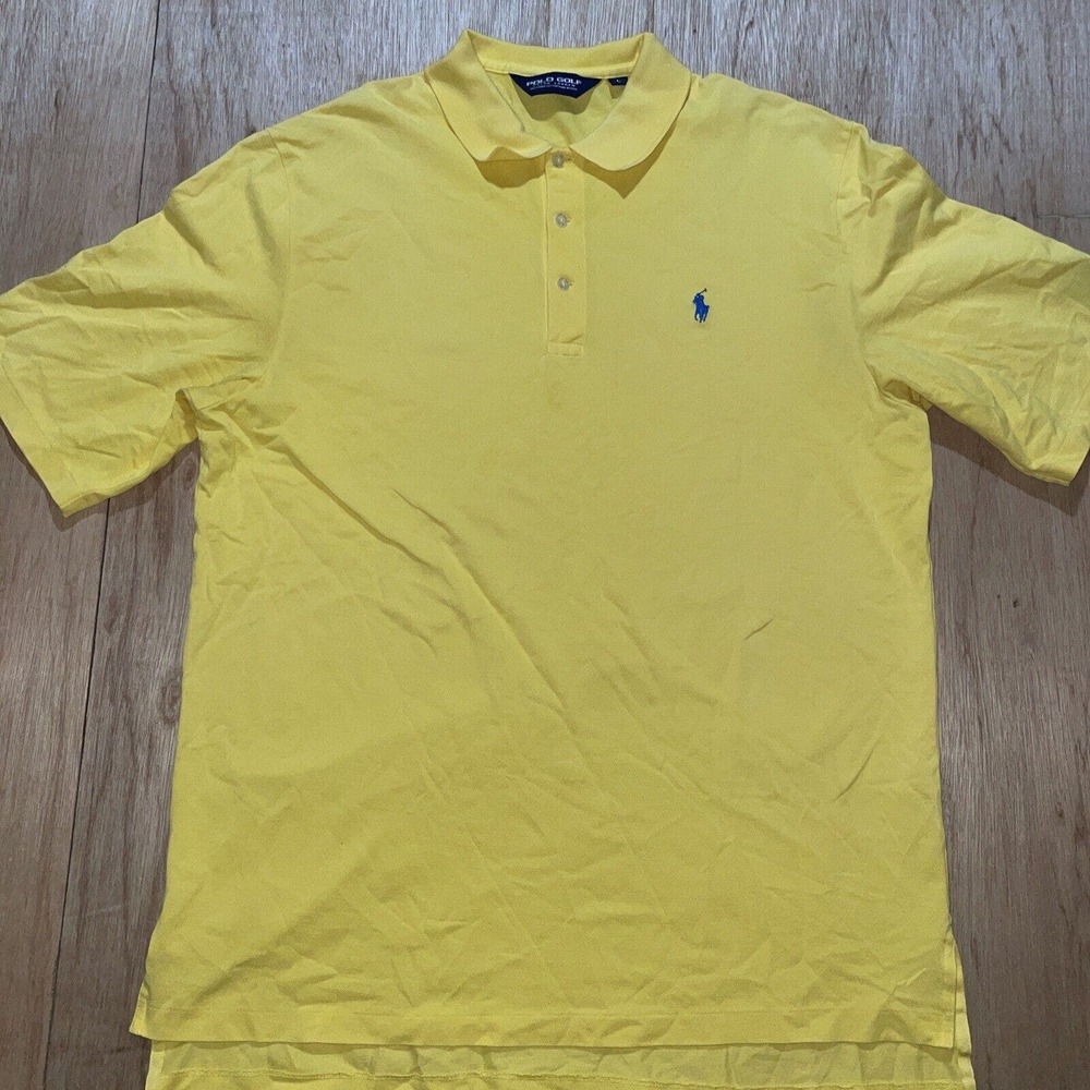 Ralph Lauren Polo‎ Shirt Men “L” Yellow Golf Farmington Country Club Logo